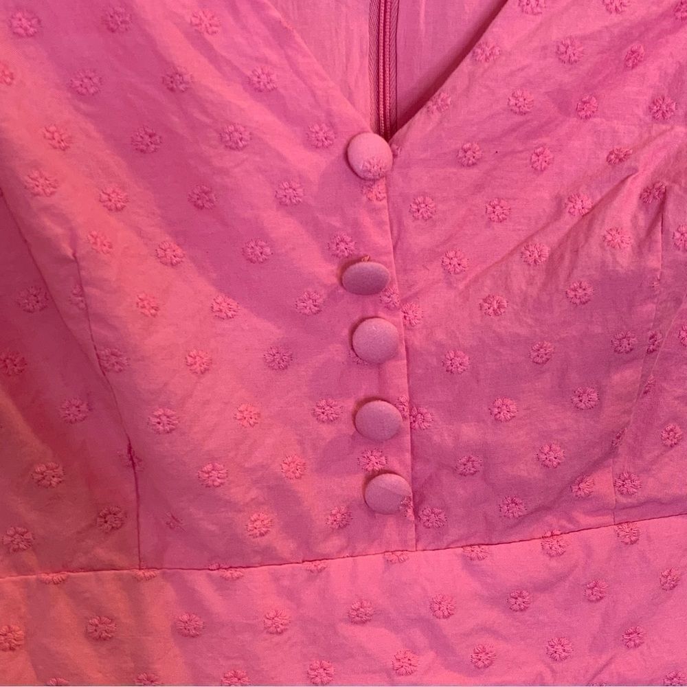 ModCloth Fabulous Fit and Flare Textured Fabric Shirt Pink Midi Dress Size 2 - Picture 6 of 13